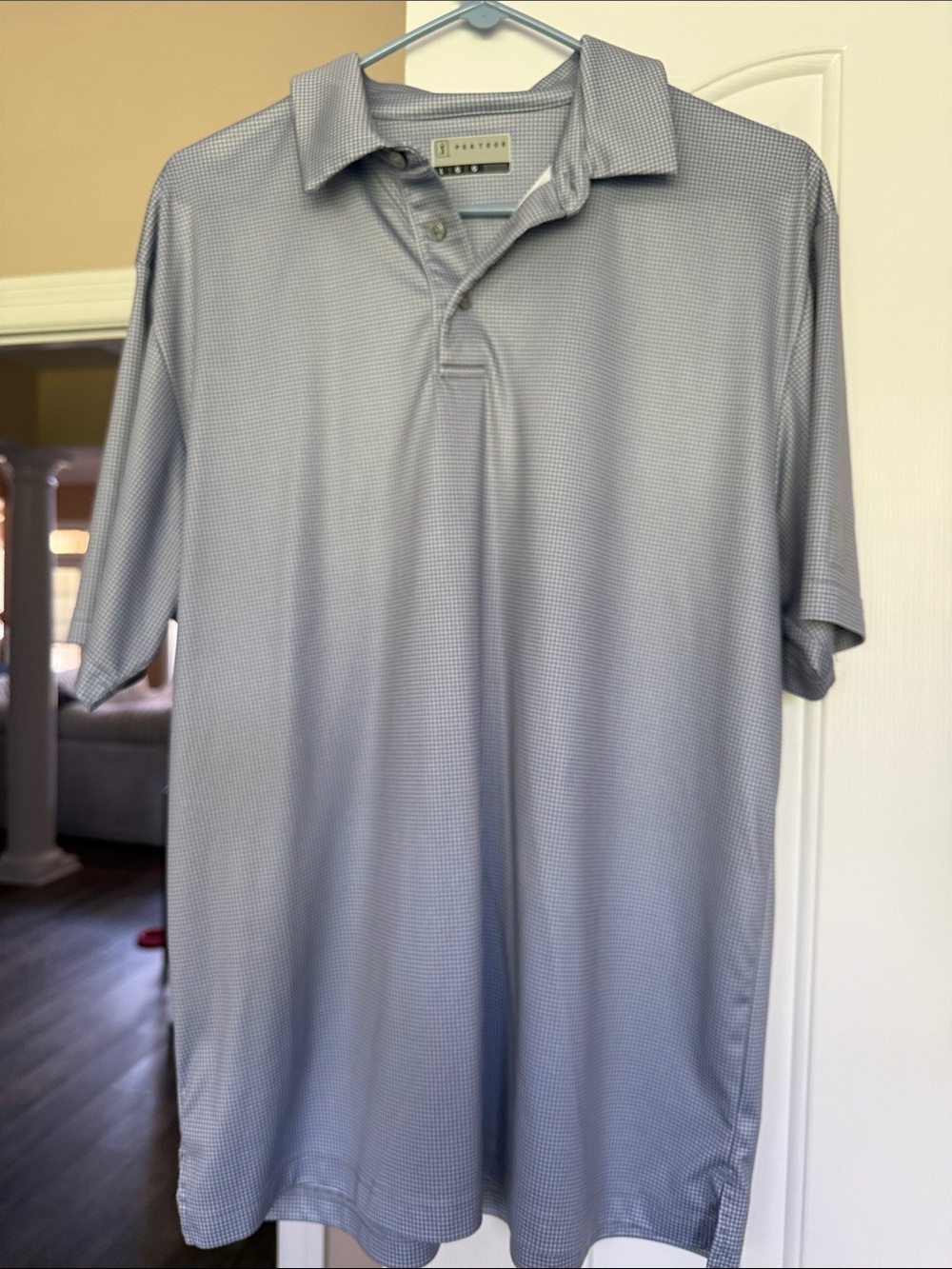 PGA Tour Light Blue Micro-Pattern Performance Polo